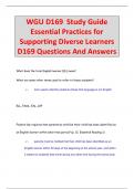 WGU D169 Study Guide Essential Practices for  Supporting Diverse Learners  D169 Questions And Answers