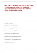 HSY UNIT 1 WITH UPDATED QUESTIONS  AND CORRECT ANSWERS GRADED A+  100% (2024-2025) EXAM