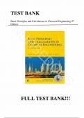 Test Bank - for Basic Principles and Calculations in Chemical Engineering 9th Edition by David Himmelblau, All Chapters | Complete Guide A+