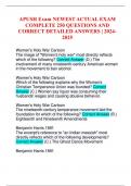 APUSH Exam NEWEST ACTUAL EXAM COMPLETE 250 QUESTIONS AND CORRECT DETAILED ANSWERS | 2024- 2025