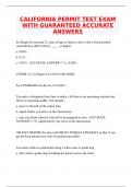 CALIFORNIA PERMIT TEST EXAM WITH GUARANTEED ACCURATE ANSWERS