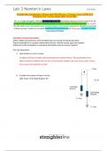 Straighterline Introduction to Physics (lab) PHY250L Lab 3 Newton’s Laws COMPLETE Worksheet (New Version August 2024) Scored 100%