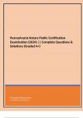 Pennsylvania Notary Public Certification Examination (2024) || Complete Questions & Solutions (Graded A+)