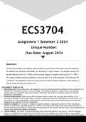 ECS3704 Assignment 1 (ANSWERS) Semester 2 2024 - DISTINCTION GUARANTEED