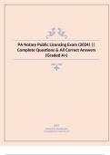 PA Notary Public Licensing Exam (2024) || Complete Questions & All Correct Answers (Graded A+)