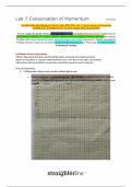 Straighterline Introduction to Physics (lab) PHY250L Lab 7 Conservation of Momentum COMPLETE Worksheet (New Version August 2024) Scored 100%