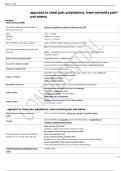  approach to chest pain, palpitations, lower extremity pain and edema Terms in this set (99)  The initial pivotal points in the evaluation of chest pain are the (3)	duration of symptoms, the patient’s vital signs, and ECG . Acute: Subacute: Chronic :	Acut