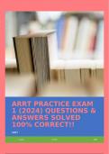 ARRT PRACTICE EXAM 1 (2024) QUESTIONS & ANSWERS SOLVED 100% CORRECT!!