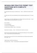 NEVADA DMV PRACTICE PERMIT TEST QUESTIONS WITH COMPLETE ANSWERS.