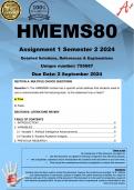 HMEMS80 Assignment 1 (COMPLETE ANSWERS) Semester 2 2024 (755687)- DUE 2 September 2024