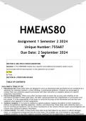 HMEMS80 Assignment 1 (ANSWERS) Semester 2 2024 - DISTINCTION GUARANTEED