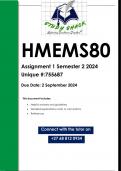 HMEMS80 Assignment 1 (QUALITY ANSWERS) Semester 2 2024