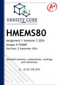 HMEMS80 Assignment 1 (DETAILED ANSWERS) Semester 2 2024 - DISTINCTION GUARANTEED