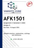 AFK1501 Assignment 2 (DETAILED ANSWERS) Semester 2 2024 - DISTINCTION GUARANTEED