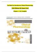 TEST BANK For Introductory Clinical Pharmacology, 12th Edition By Susan Ford, Verified Chapters 1 - 54, Complete Newest Version