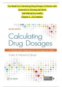 TEST BANK For Calculating Drug Dosages A Patient-Safe Approach to Nursing and Math 2nd Edition by Castillo, Verified Chapters 1 - 22, Complete Newest Version