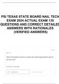 PSI TEXAS STATE BOARD NAIL TECH EXAM 2024 ACTUAL EXAM 135 QUESTIONS AND CORRECT DETAILED ANSWERS WITH RATIONALES (VERIFIED ANSWERS)