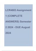 LCR4803 Assignment 1 (COMPLETE ANSWERS) Semester 2 2024 - DUE August 2024