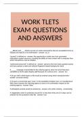 WORK TLETS EXAM QUESTIONS AND ANSWERS