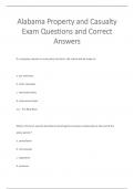 Alabama Property and Casualty  Exam Questions and Correct  Answers 