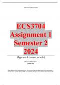 ECS3704 Assignment 1 (COMPLETE ANSWERS) Semester 2 2024 - DUE August 2024 ; 100% TRUSTED Complete, trusted solutions and explanations.. Ensure your success with us..