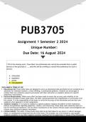 PUB3705 Assignment 1 (ANSWERS) Semester 2 2024 - DISTINCTION GUARANTEED