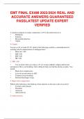 EMT FINAL EXAM 2023/2024 REAL AND ACCURATE ANSWERS GUARANTEED PASSLATEST UPDATE EXPERT VERIFIED