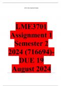 LME3701 Assignment 1 QUIZ (COMPLETE ANSWERS) Semester 2 2024 (716694)- DUE 19 August 2024 ; 100% TRUSTED Complete, trusted solutions and explanations. Ensure your success with us.