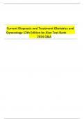 Current Diagnosis and Treatment Obstetrics and Gynecology 12th Edition by Alan Test Bank