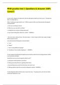 PMH practice test 1 Questions & Answers 100% Corect!!