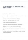 Child Guidance First Semester Final Exam Review Questions and Answers