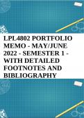 LPL4802 PORTFOLIO MEMO - MAY/JUNE 2022 - SEMESTER 1 - WITH DETAILED FOOTNOTES AND BIBLIOGRAPHY