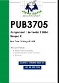 PUB3705 Assignment 1 (QUALITY ANSWERS) Semester 2 2024