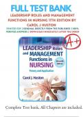 Test Bank for Leadership Roles and Management Functions in Nursing 11th Edition by Carol J Huston|9781975193089| All Chapters 1-25|LATEST