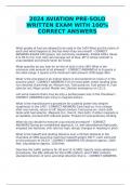 2024 AVIATION PRE-SOLO WRITTEN EXAM WITH 100% CORRECT ANSWERS