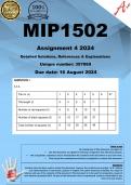 MIP1502 Assignment 4 (COMPLETE ANSWERS) 2024 (397869)- DUE 16 August 2024 