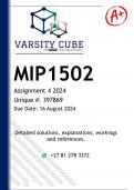 MIP1502 Assignment 4 (DETAILED ANSWERS) 2024 - DISTINCTION GUARANTEED