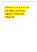 UWM Bio ExaM 4 2024- 2025 QUEstion and  CorrECt ansWErs  Upgrand What are Gnathostomata? - correct answer-The Jawed Vertebrates -Cartilaginous fishes, bony fishes, amphibians, reptiles, birds, and mammals -Also have paired fins, efficient kidneys, and sop