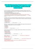 NUR 100 Pharmacology Final Exam New Latest  Version with All Questions Actual Exam and  Correct Answer