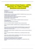 ADPP session 2 Final Powers - LEPRA (Searches, DV, Traffic) Complete Questions And Answers