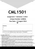 CML1501 Assignment 1 (ANSWERS) Semester 2 2024 - DISTINCTION GUARANTEED