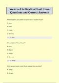 Western Civilization Final Exam Questions and Correct Answers