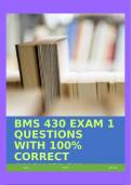 BMS 430 EXAM 1 QUESTIONS WITH 100% CORRECT ANSWERS!!