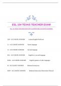 ESL 154 TEXAS TEACHER EXAM WITH GUARANTEED ACCURATE ANSWERS