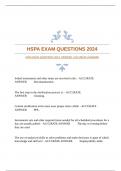 HSPA EXAM QUESTIONS 2024 |VERIFIED |ACCURATE ANSWERS