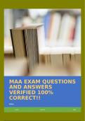 MAA EXAM QUESTIONS AND ANSWERS VERIFIED 100% CORRECT!!