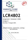 LCR4802 Assignment 1 (DETAILED ANSWERS) Semester 2 2024 - DISTINCTION GUARANTEED