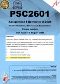 PSC2601 Assignment 1 QUIZ (COMPLETE ANSWERS) Semester 2 2024 - DUE 15 August 2024 