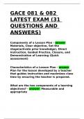 GACE 081 & 082 LATEST EXAM (31 QUESTIONS AND ANSWERS).