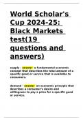 World Scholar-s Cup 2024-25 Black Markets test(19 questions and answers).